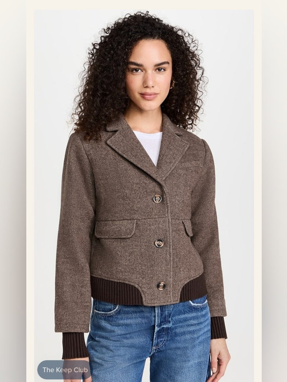 Favorite Daughter "The City" Herringbone Bomber Jacket
